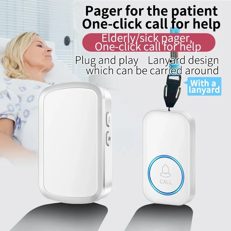 CACAZI Smart Home Wireless Call Pager Doorbell Elderly Patient Emergency Alarm 300M Remote Call Bell SOS Button US EU UK AU Plug