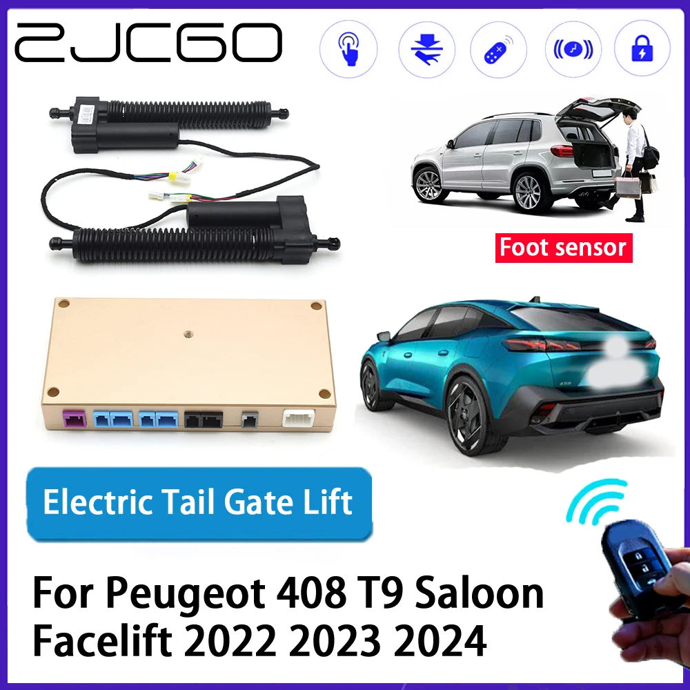 ZJCGO Car Auto Trunk intelligent Electric Tail Gate Lift Automatic Tailgate Opener for Peugeot 408 T9 Saloon Facelift 2022~2024