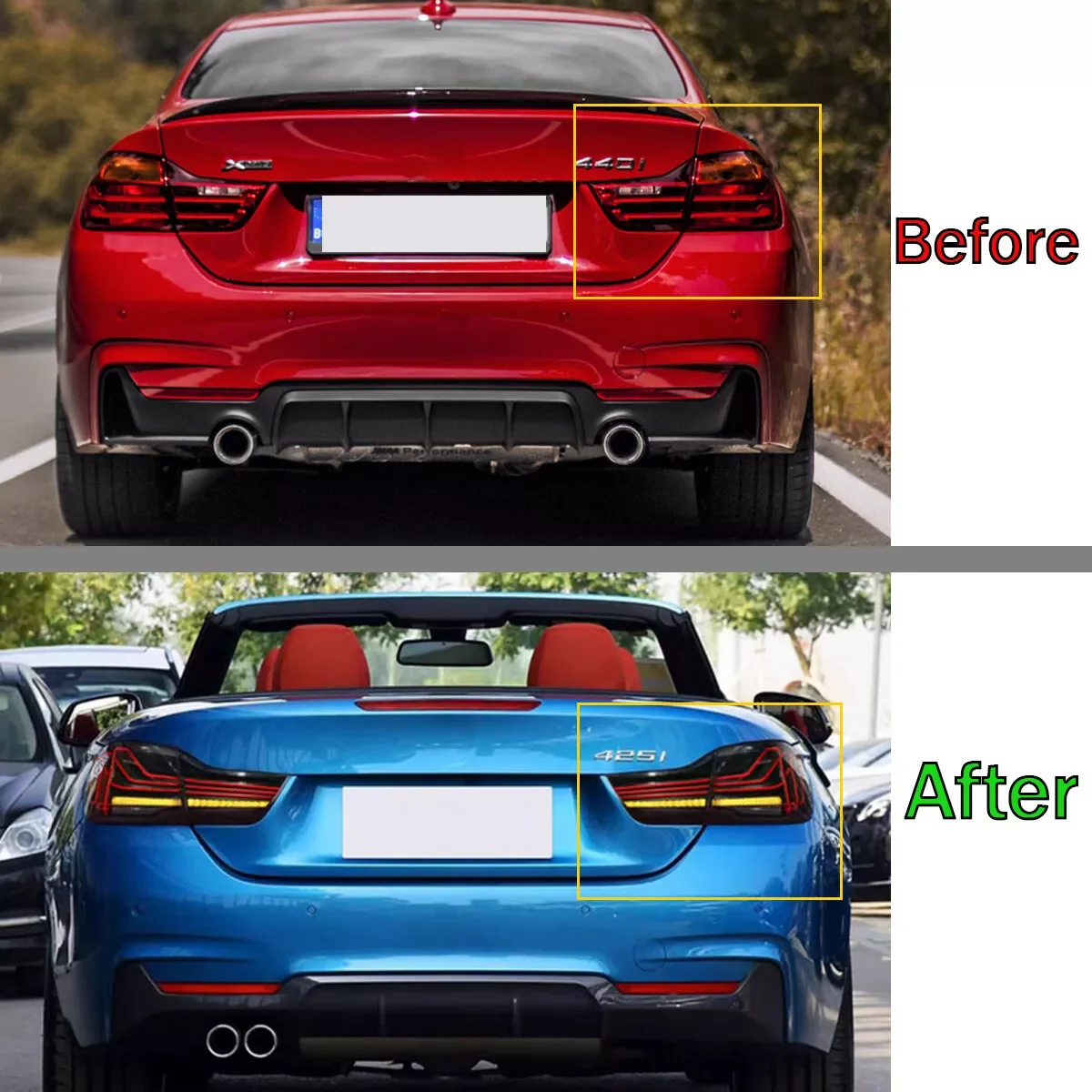 For BMW 4 Series 420i 430i 440i F32 F33 F82 F83 2014-2020 Tail Light Assembly CS Style Signal Lamp Red Lens LED Rear Tail Lights