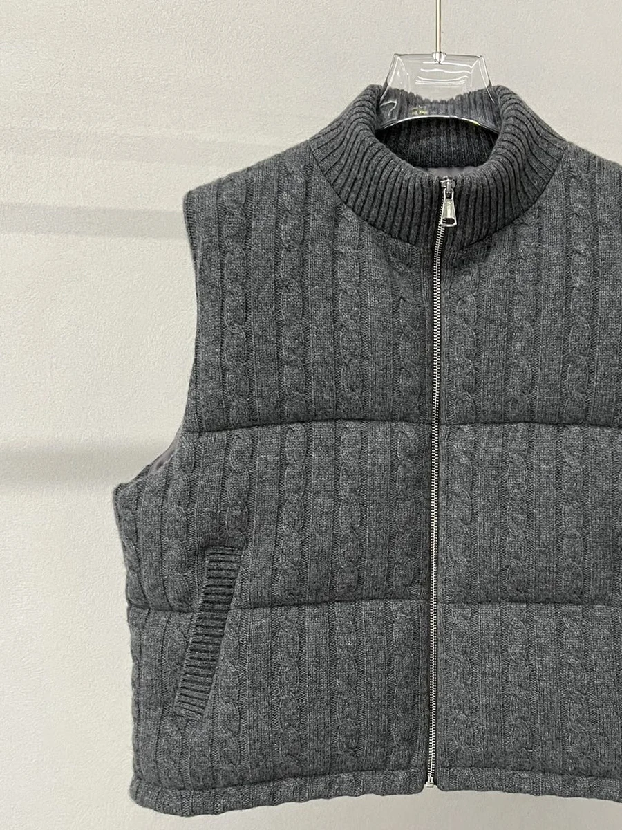 Autumn And Winter New High Quality Fashion Casual Vest 30% Cashmere 70% Wool Stand Collar Women'S Down Jacket