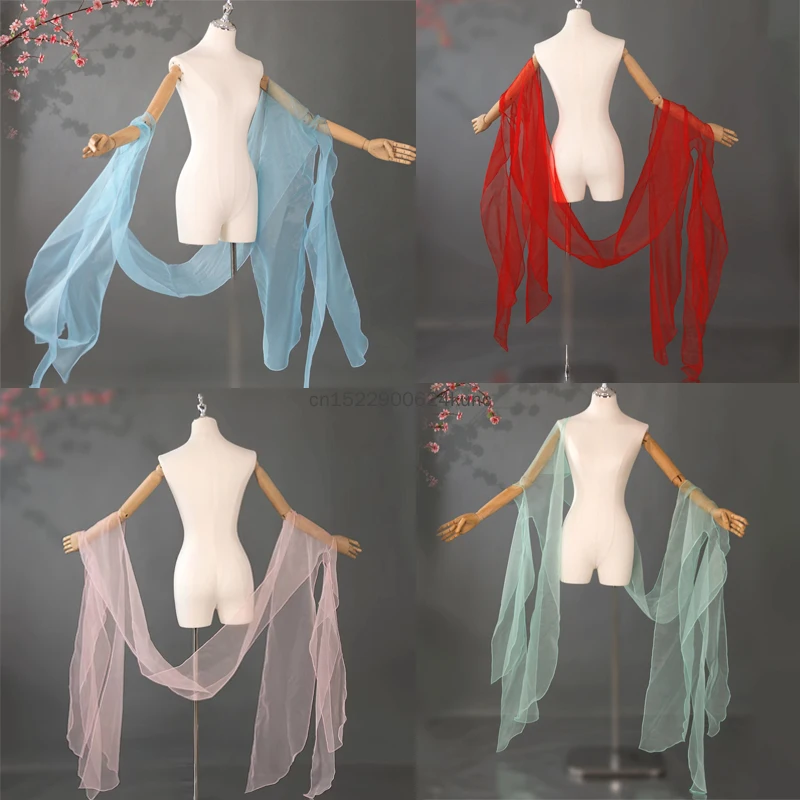 Chinese Ancient Water Sleeves Hanfu Decor Fairy Cosplay Tulle Yarn Shawl Petals Sleeve Elegant Classical Dunhuang Dance Streamer