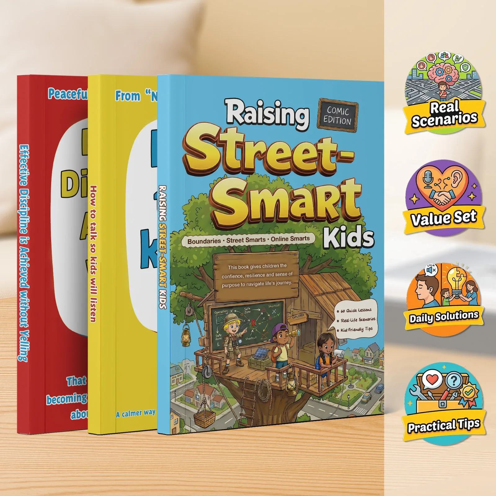3-Book Parenting Set, How to Talk So Kids Will Listen + Discipline Without Yelling + Raising Street-Smart Kids, Calm Parenting