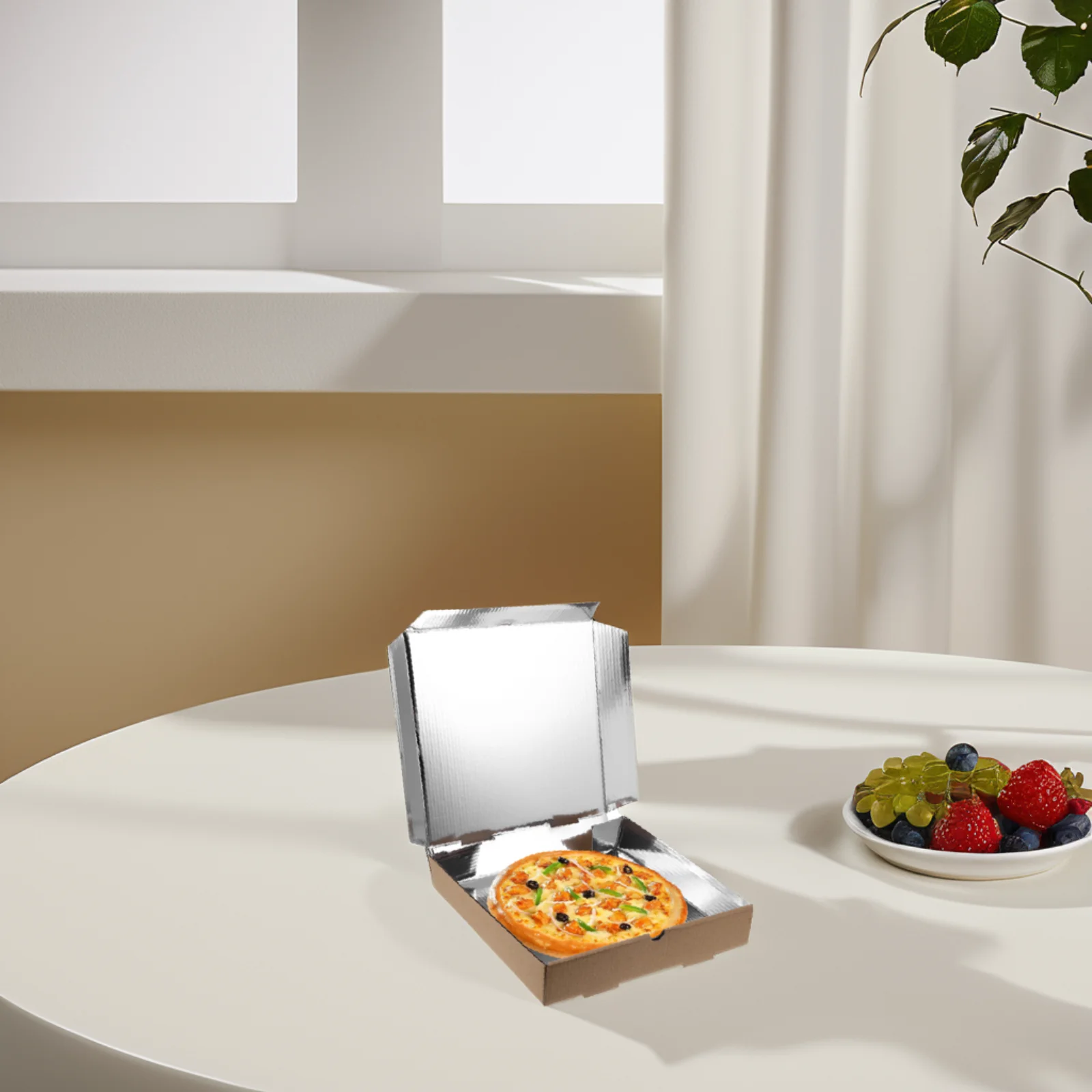 

10 Pcs Insulated Pizza Box Slice Storage Container Cardboard Light Brown Containers