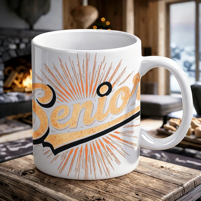

Radiant Sunlight Font 'Senior' Ceramic Mug, Coffee Mug, Milk Cup, Office Tea Cup, Drinking Cup, Gift for Friends, Fade-Resistant