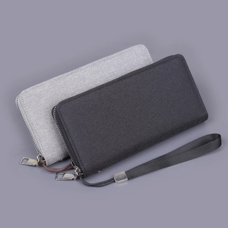 

Men Long Purse Simple Canvas Zipper Wallet Cellphone Handbag Business Multi Card Holder Male Wallet Case Money Card Bags