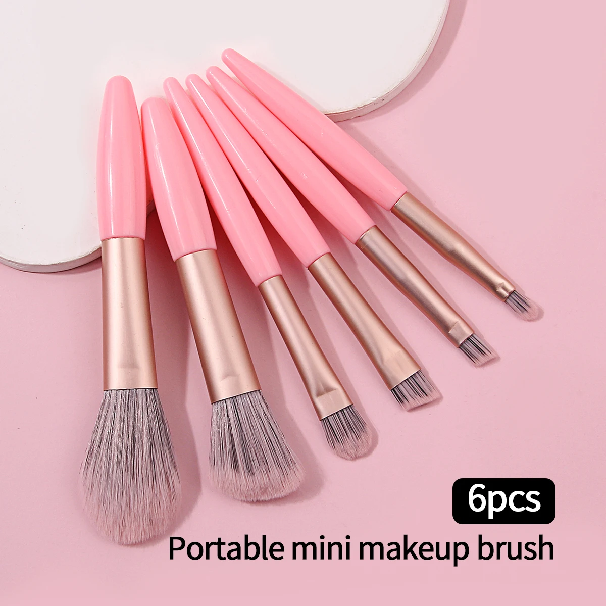 Ensemble de mini pinceaux de maquillage portables, 6 pièces, pinceaux à poudre, pinceaux à blush, pinceaux à fard à paupières, outils de beauté spéciaux pour débutants