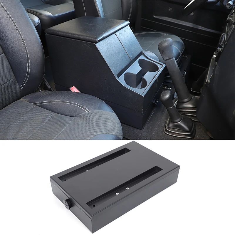 Center Console Raised Base Lock Box Aluminum Alloy Lockable Storage Safe Car Organizer For Land Rover Defender L316 2004-2018