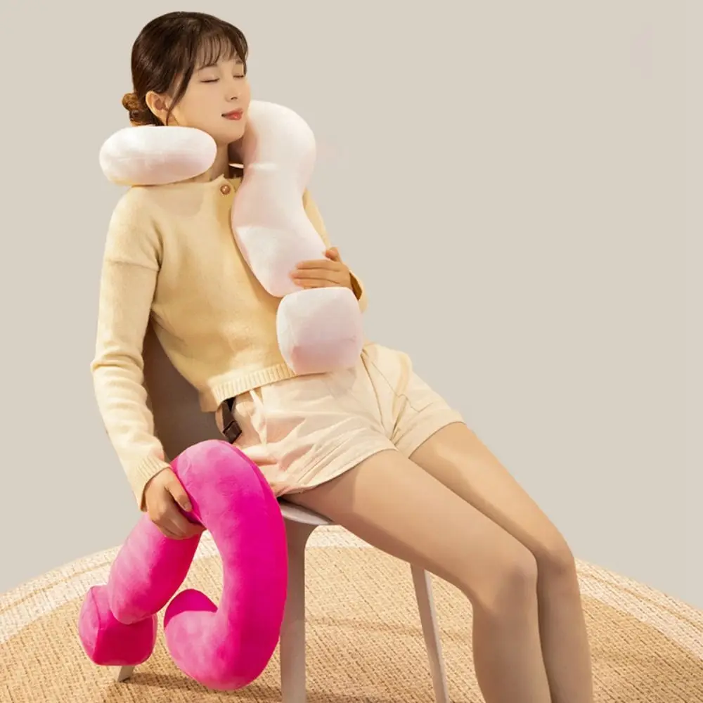 Almohada Cervical con signo de interrogación suave y divertida, almohada ergonómica para siesta en la oficina, agradable para la piel, ropa de cama con soporte para el cuello de gran tamaño