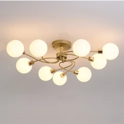 Modern Glass Ball Ceiling Chandelier Gold Black for Living Room Bedroom Hall Pendant Lamp Home Decor Lighting Lusters Luminaires
