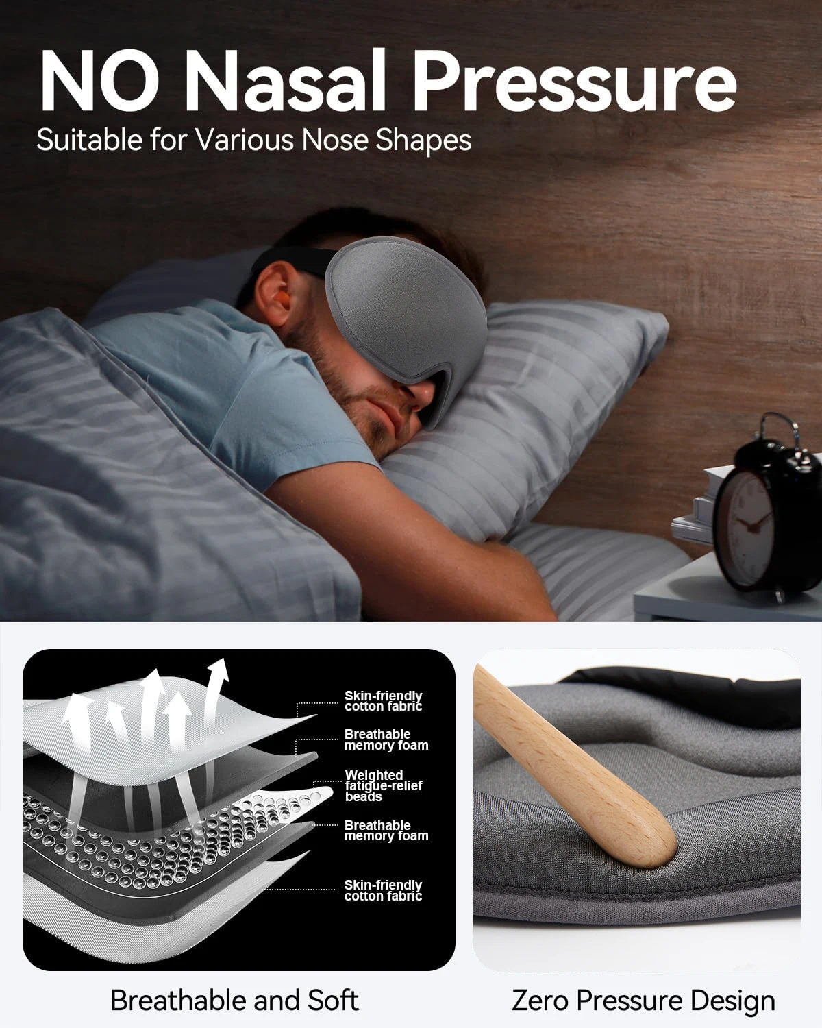 Maschera per gli occhi morbida 3D per dormire Eyeshade Block Out Light Sleep Aid Eyepatch copertura per gli occhi traspirante Blindfold Travel Relax