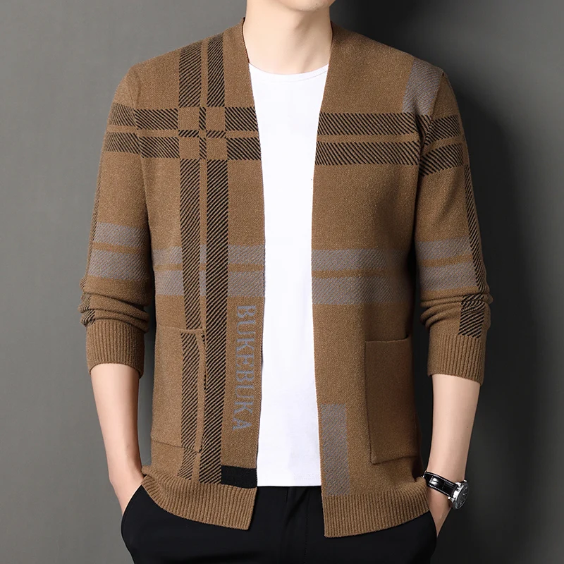 Casaco cardigan casual masculino, alta qualidade, nova moda, roupas para primavera e outono