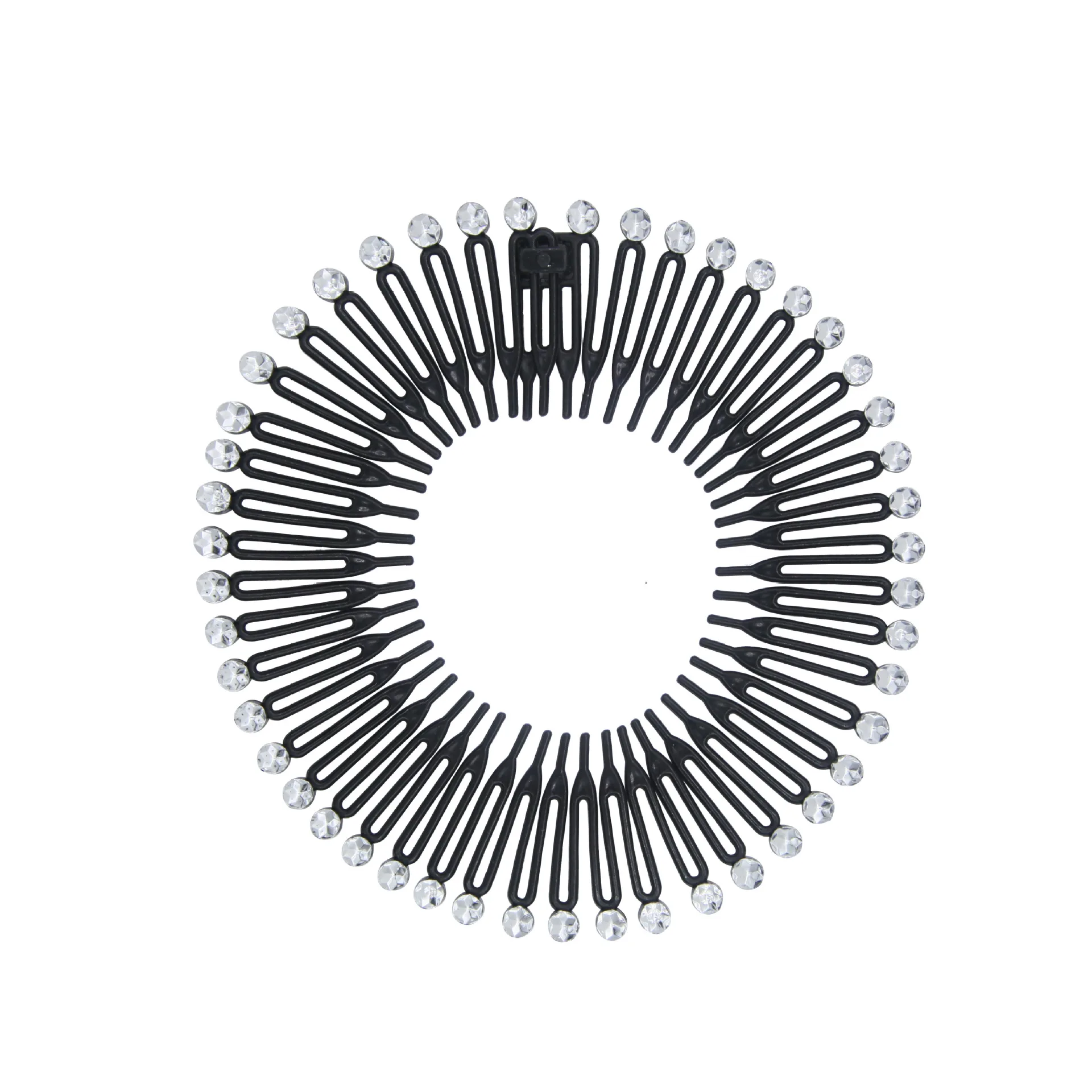 15 Stück volle runde Stretch kamm Stirnbänder flexible Kunststoff Kreis Haar wickel Haarband halter – Detail 13