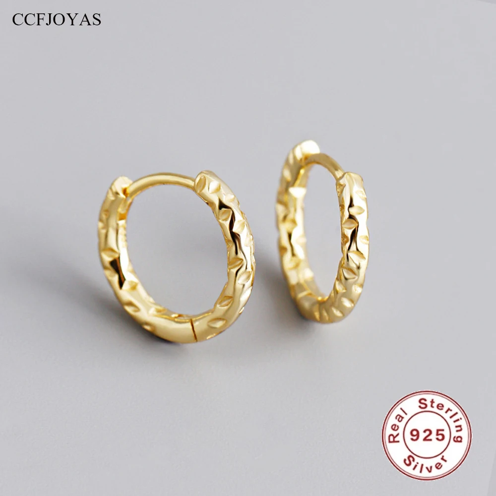 

CCFJOYAS High Quality 10mm 925 Sterling Silver Uneven Irregular Hoop Earrings Unisex 18k Gold Plated Punk Rock Huggies Earrings