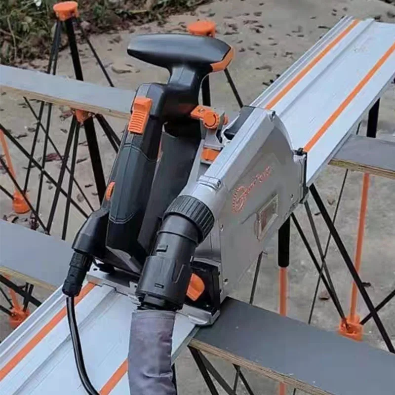 Commercial Rail Track Brushless Electric Saw Woodworking Portable Cutting Machine Hand-held Cutting Clean Saws with 1.4m Rail