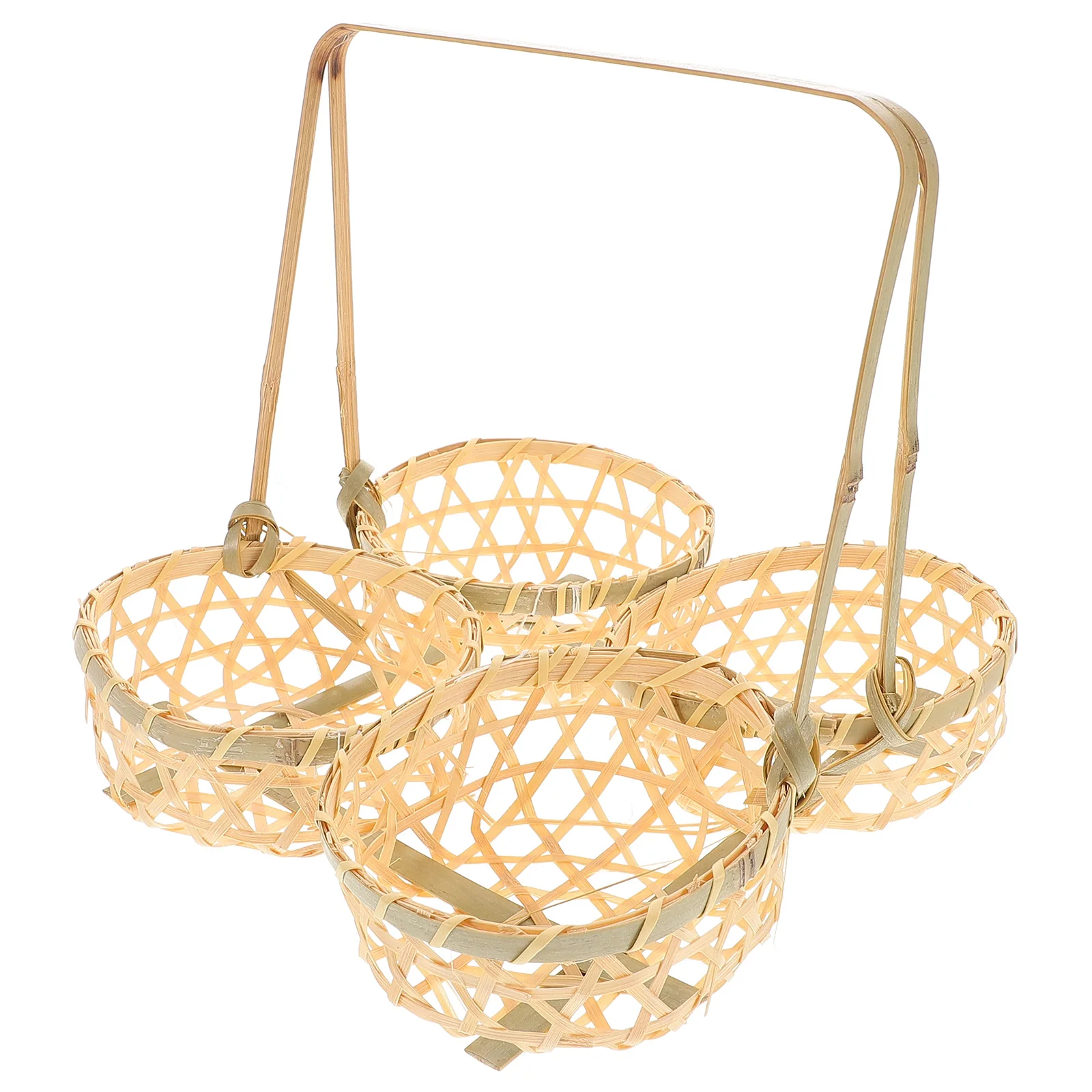 

Bamboo Baskets Handwoven Banana Container Weaving Kits Hook Tray Lid Handle Stand Beige Wicker Storage Basket Fruit Snack