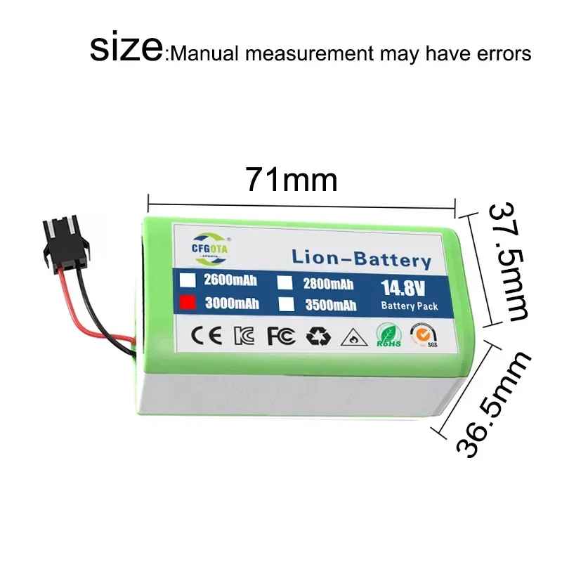 New 14.4V 3500mAh Li-ion Battery for Conga 990 1090 Tesvor X500 Ecovacs Deebot N79 N79S DN622 Eufy RoboVac 11 11S RoboVac 30