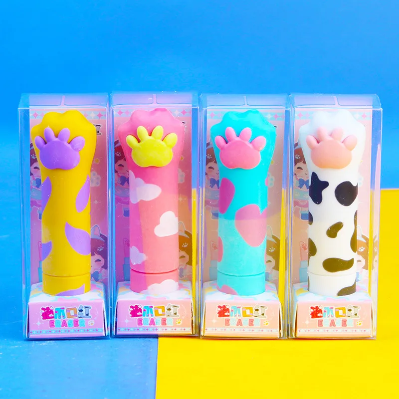 

4pcs/lot Creative Cat Paw Eraser Kawaii Writing Drawing Pencil Erasers Stationery Kids Gifts Office School Supplies