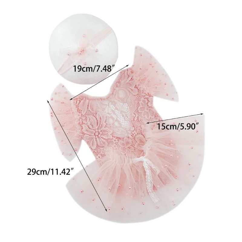 Реквизит для фотосессии новорожденных повязка на голову и тюлевая пачка кружевное платье комплект для детской фотосессии убор