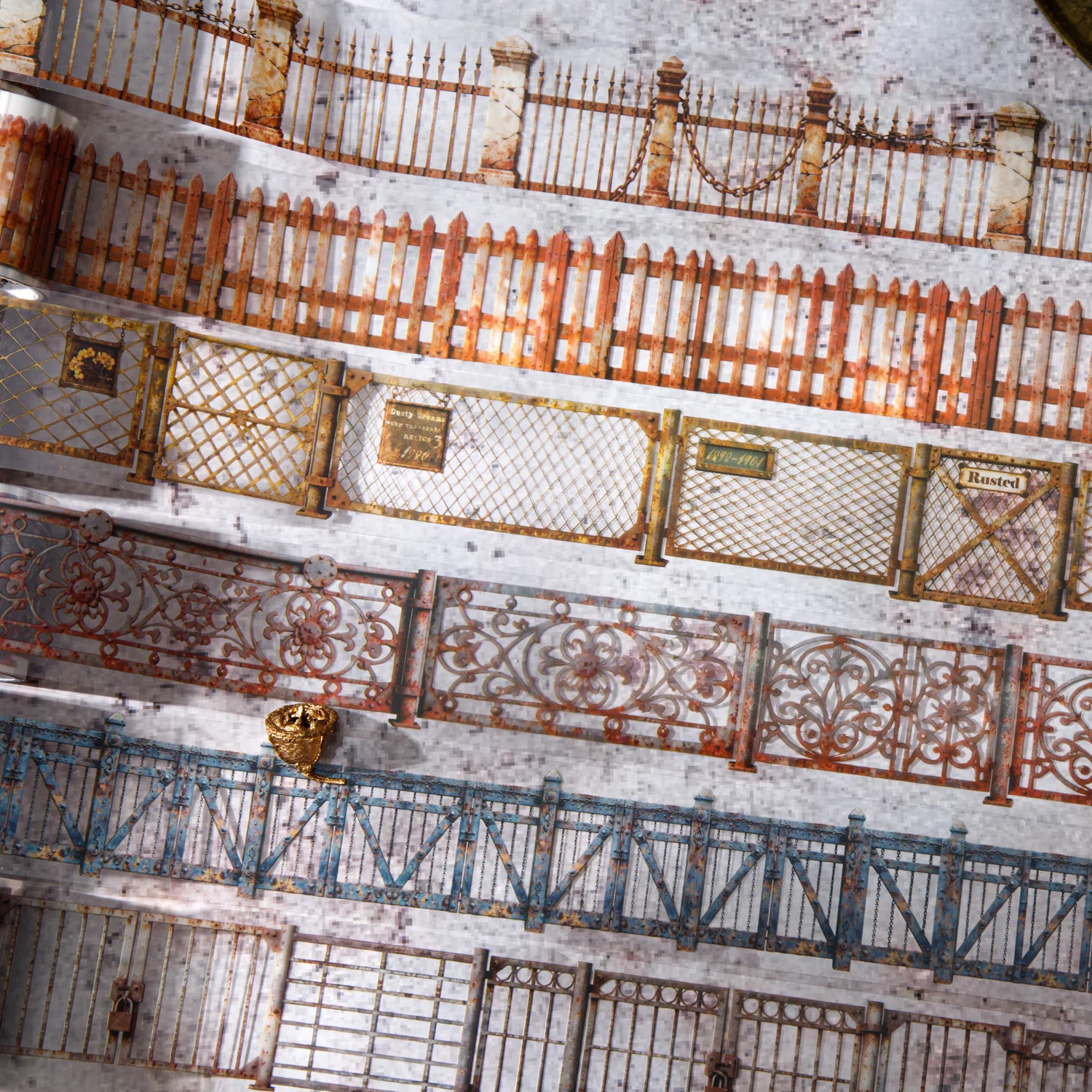 3 لفات السيد ورقة خمر سياج PET الشريط مجموعة نجا سياج مجلة الرجعية نمط خلفية الكولاج مذكرات المواد الديكور