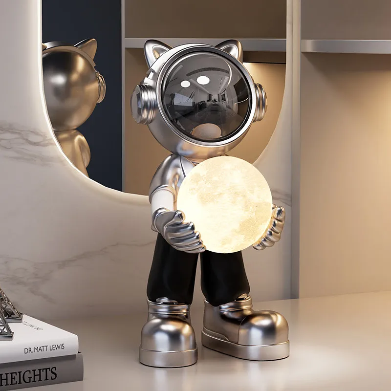 

NEW Astronaut Moon Night Light Cat Eared Desk Ornament Premium Home Decor Birthday Gift For Adult Men Bedroom Decoration