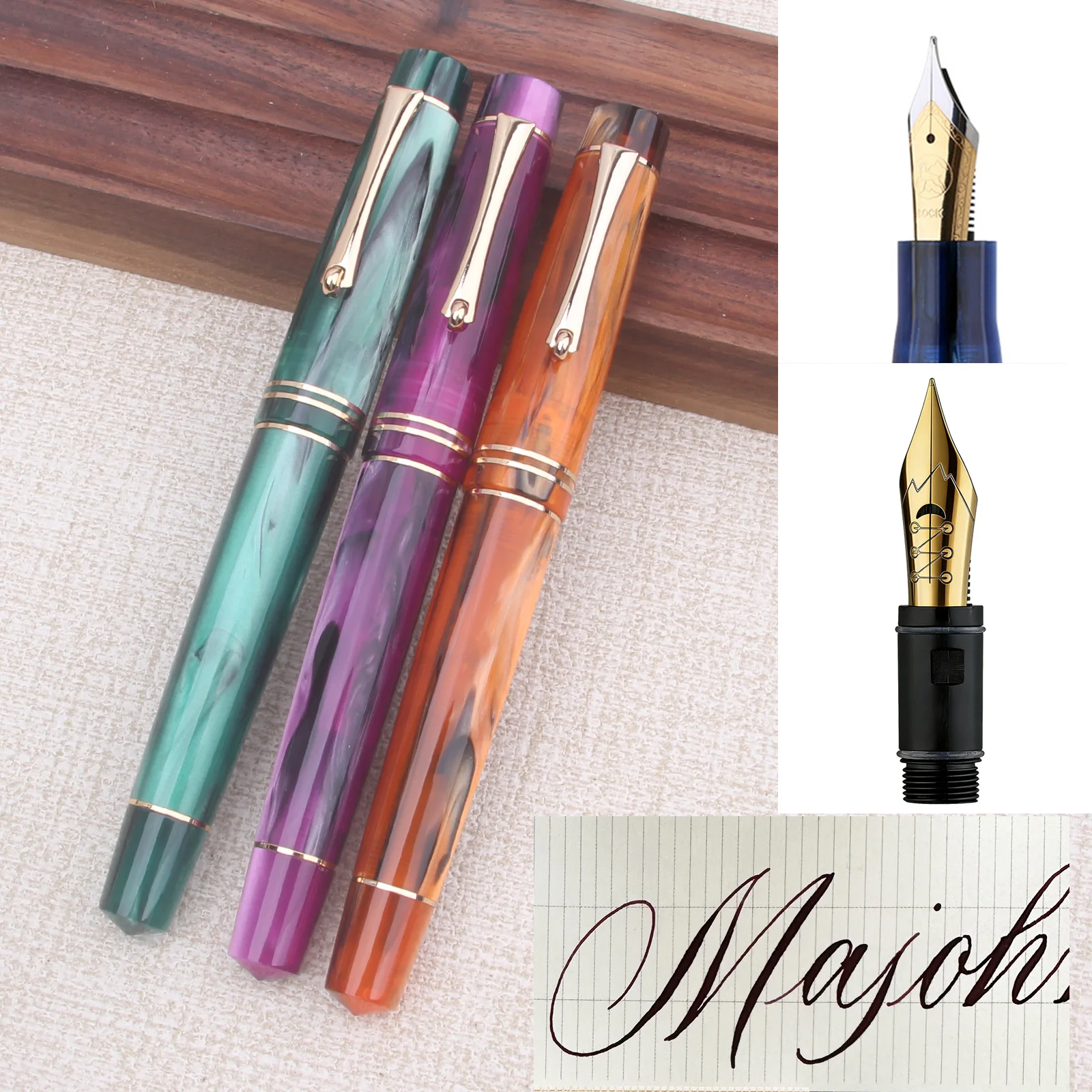 majohn-m800-樹脂万年筆-no6-ソルフフレックス-bock-f-ペン先ビジネスオフィス学校筆記用品文具ギフトペン