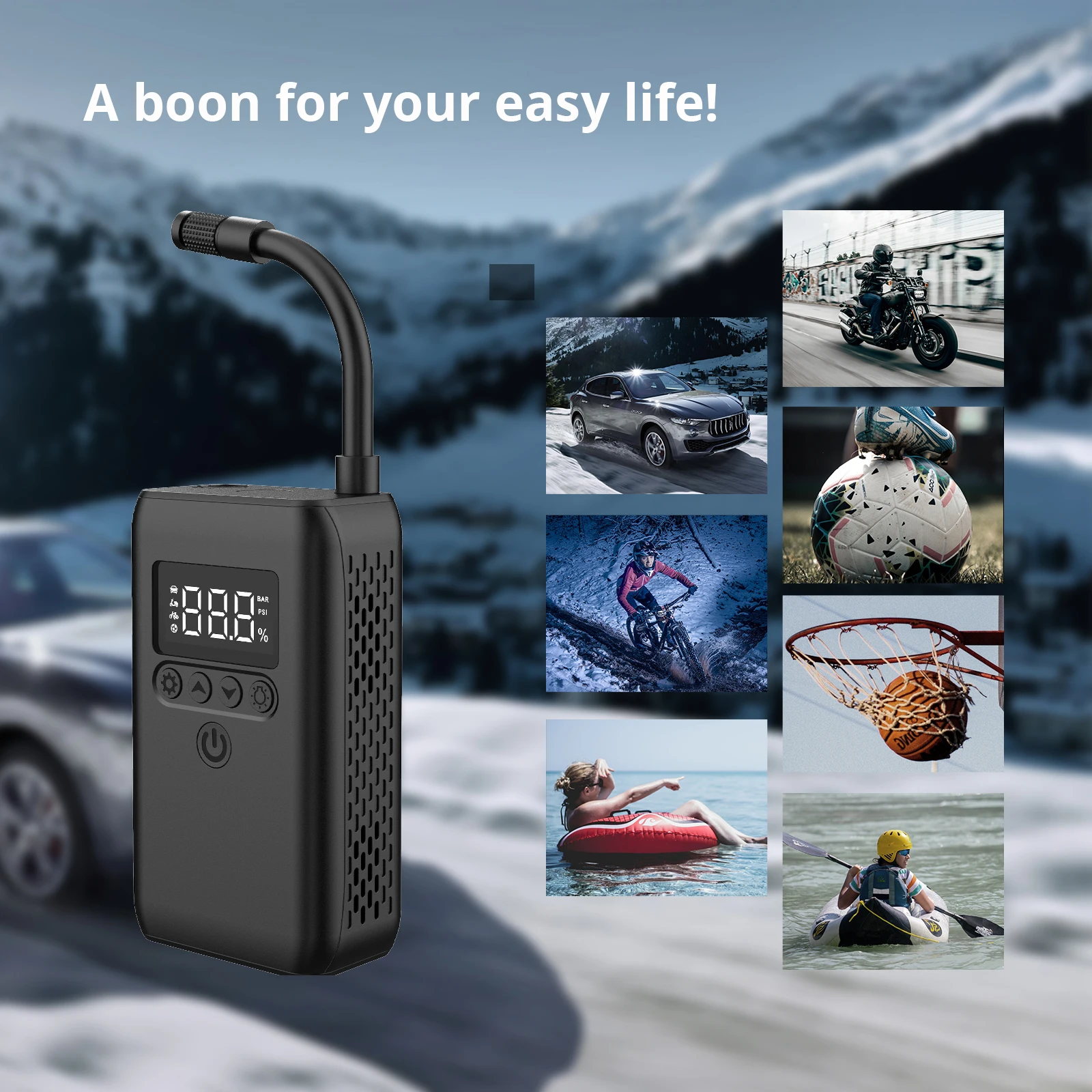 Portable Air Compressor Tire Inflator 150 PSI Electric Air Pump For Car Motorcycle Bicycle Balls With Digital Pressure Gauge