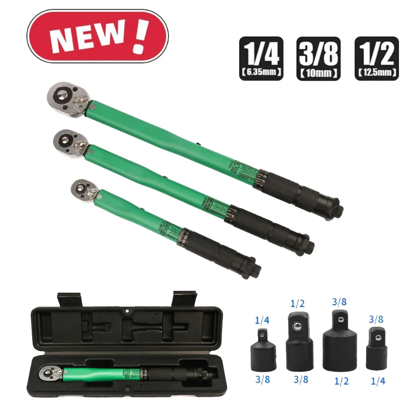 2-210N.m Torque Wrench 1/2 3/8 1/4 Precise Reversible Ratchet Torques Key Professional Bicycle Motorcycle Car Automotive Tool