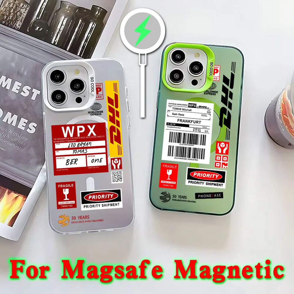 الاتجاه الساخن تسمية الباركود D-DHL Magsafe المغناطيسي الحال بالنسبة لسامسونج S25 S24 S23 S22 S21 زائد الترا 5G لينة الفضة مطلي الغطاء الخلفي #3