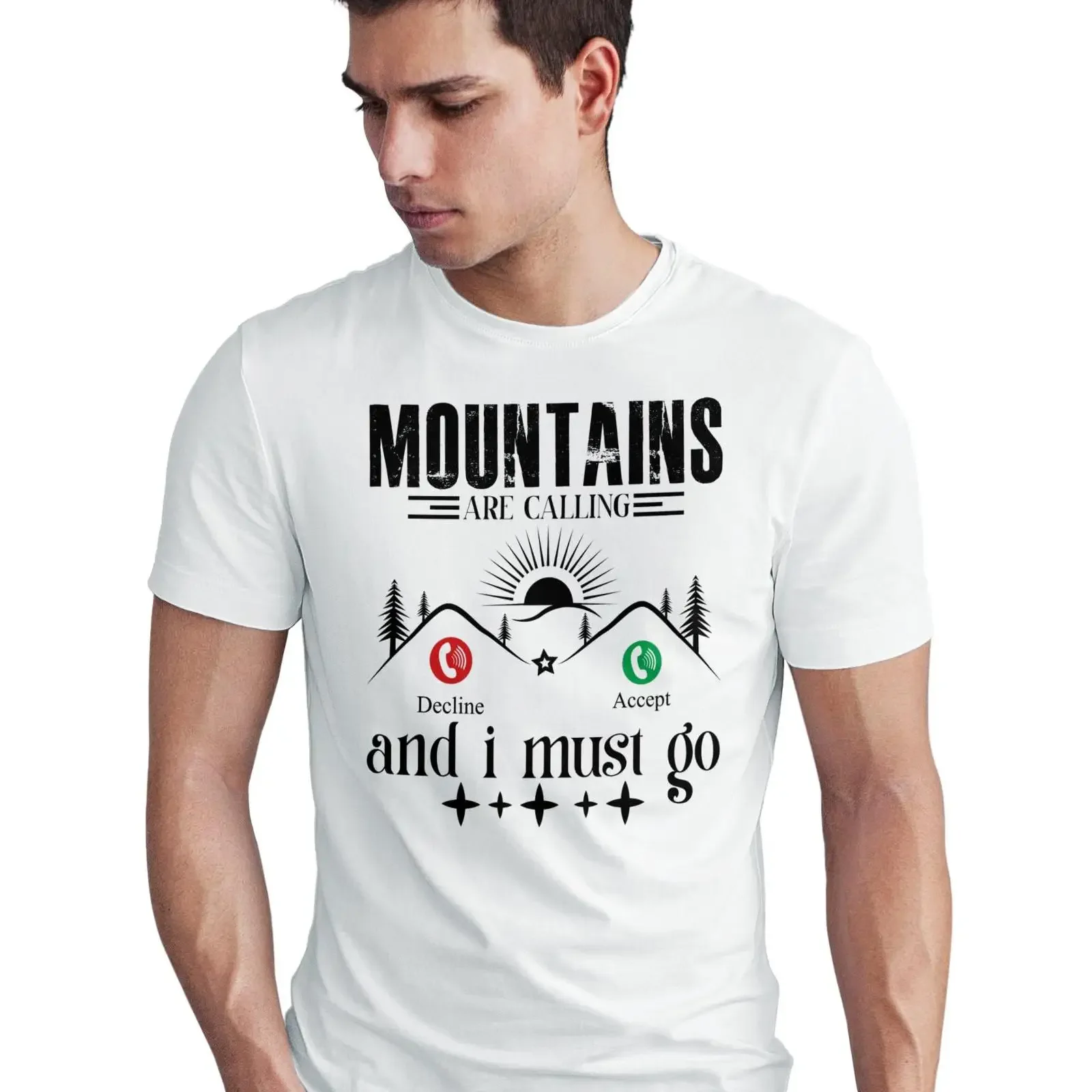 Mountains Are Calling And I Must Go Funny Hiking T Shirt Outdoor Adventure For Nature Lover Camping Wanderlust  vintage Washed