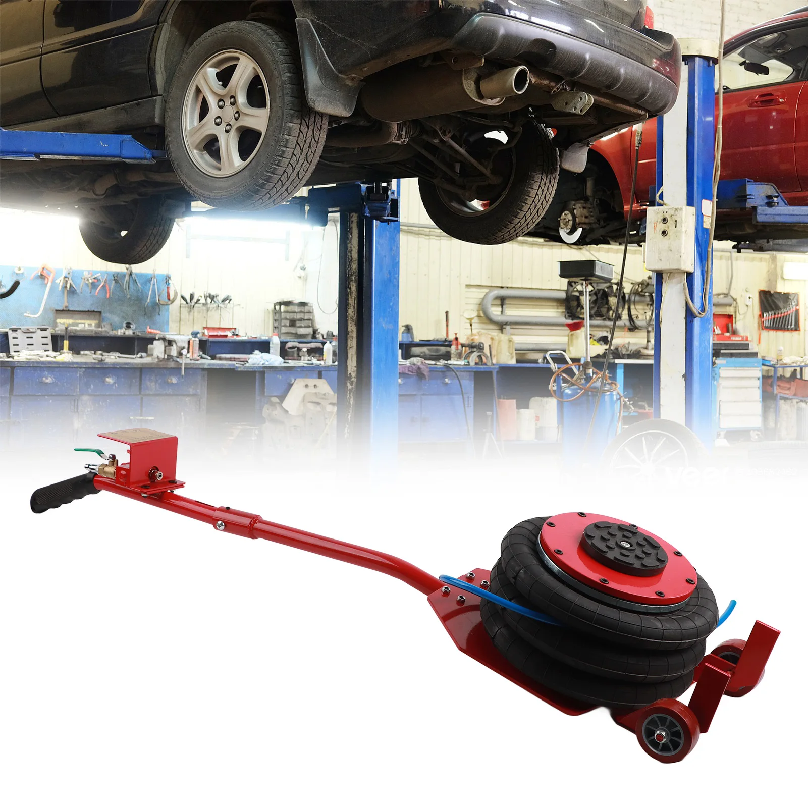 Pneumatic Jack 3 Ton Triple Bag Air Jack Quick Lift Heavy Duty Car Repair Jacks Folding Rod Jacks with 8‑12 Bar for Car Lifting