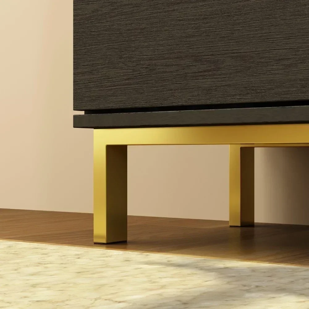 Nachttisch mit 3 Schubladen, großer Nachttisch mit goldenen Metallbeinen, modern und zeitgenössisch, für Schlafzimmer