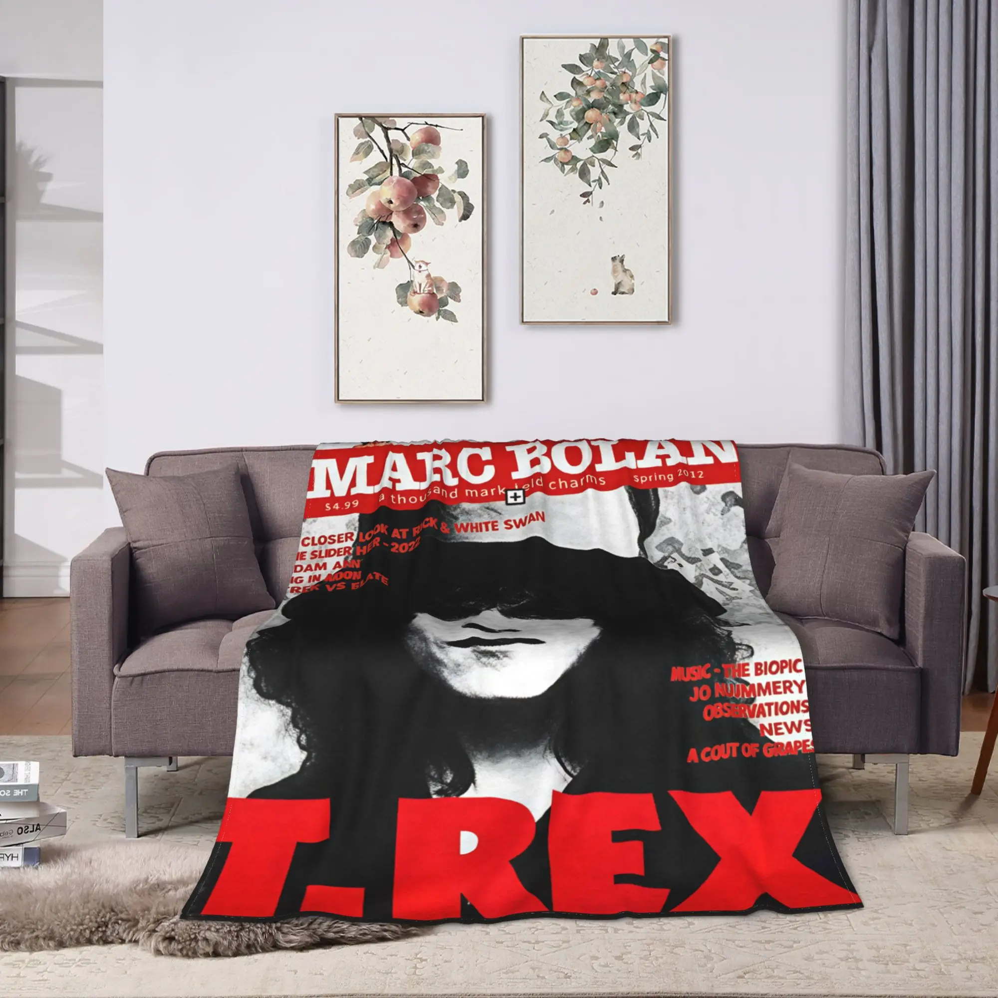 Mark Bolan T-REX Soft Warm Blankets  Airplane Travel Plush Throw Blanket Pattern Outdoor Flannel Bedspread Sofa Bed Cover