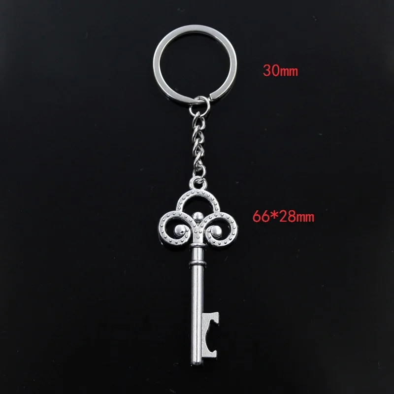 New Fashion Keychain 66x28mm Key Beer Bottle Opener Pendants DIY Men Silver Color Car Key Chain Ring Holder Souvenir For Gift