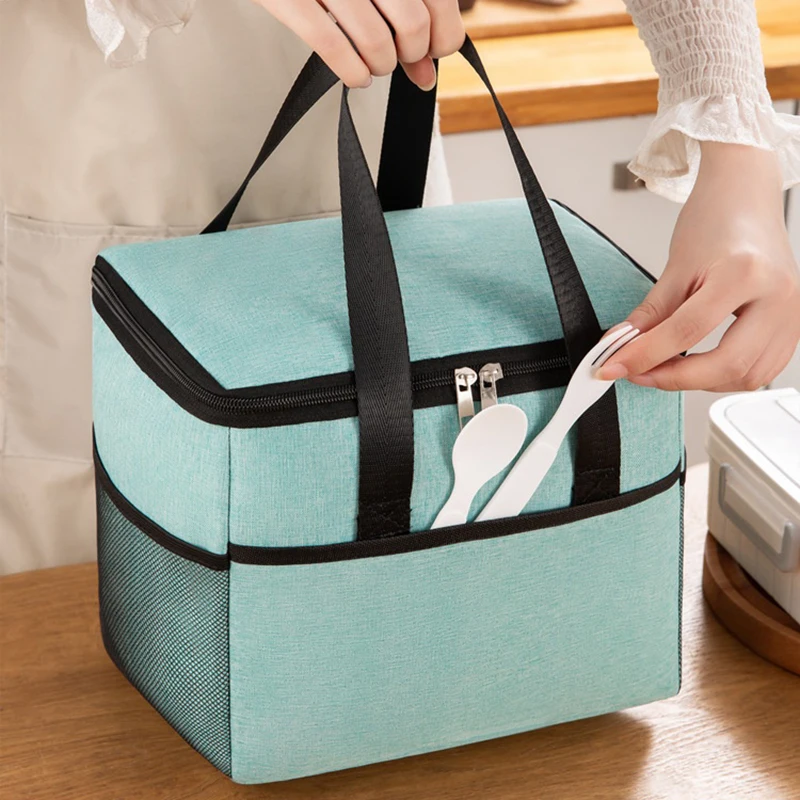 Picnic Bag Thermal Insulation Large Capacity Lunch Food Storage Bag Outside Pocket Oxford Cloth Waterproof Lunch Box Bags Tote