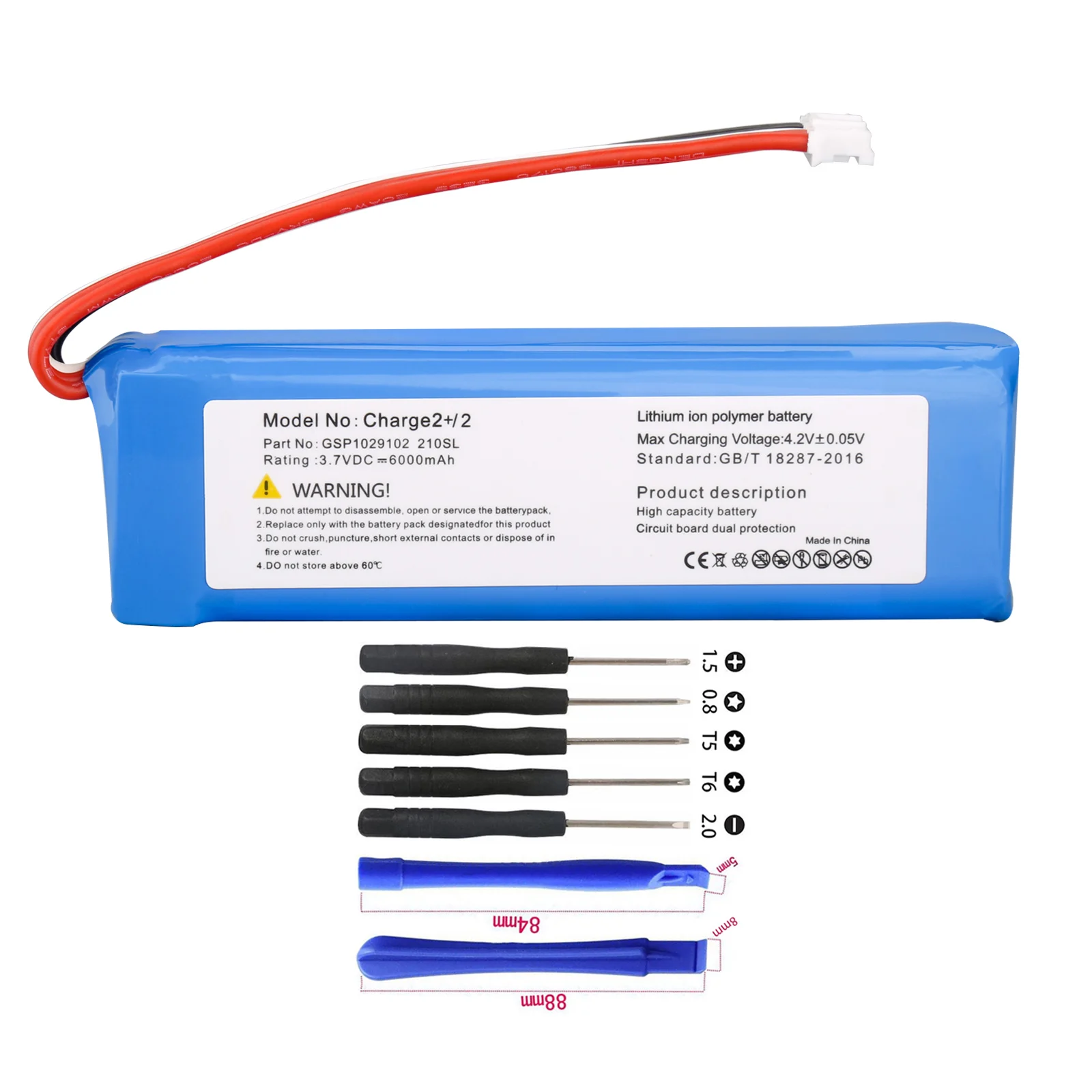 

3.7V 6000mAh Battery For JBL Charge 2+ Charge 2 Plus GSP1029102 MLP912995-2P Portable Bluetooth Speaker