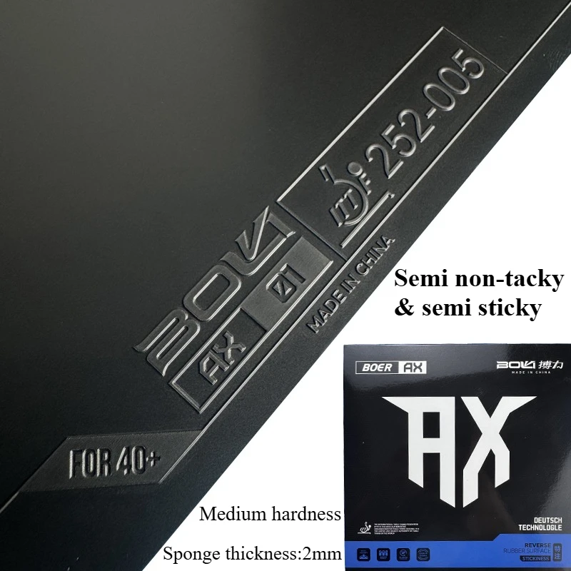 AX Table Tennis Rubber Sheet Pips-in Semi Non-tacky & Semi Sticky Medium Hardness Ping Pong Rubber with 2mm High Density Sponge