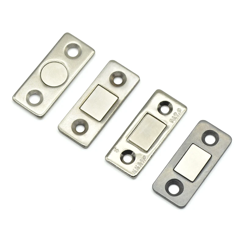 Home Office And Shop Magnetic Ultra-thin Thickness Door Catch Latch Silver,Hidden Door Closer Screw/Sticker Cupboard Furniture