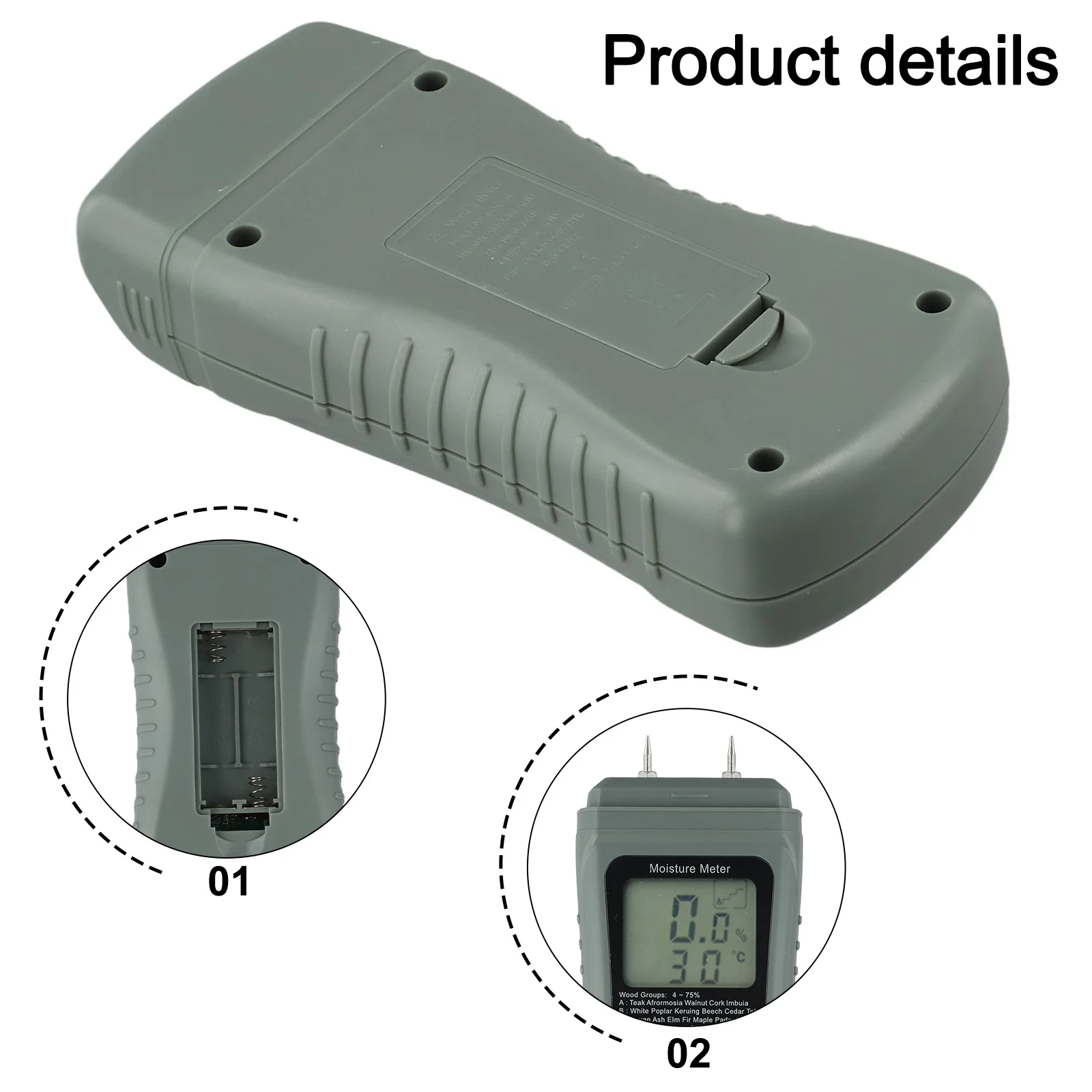 Moisture Detector with LED Display Instant Readings for Lumber Drywall and Firewood; User Friendly Design for All Users