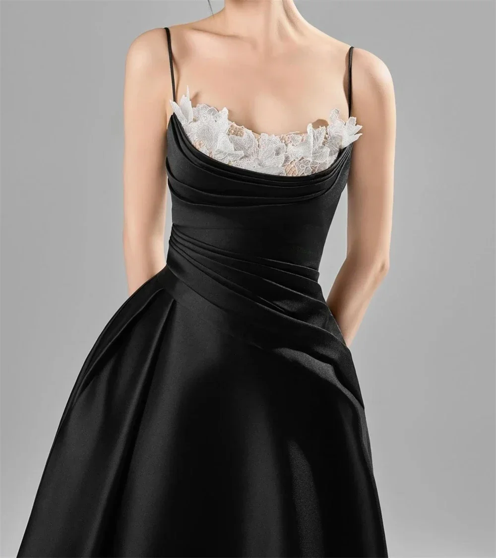 Customized Evening Dress Saudi Arabia Formal Gown Prom Shoulder Girdle A-line Anke Length Sleeveless LaceBespoke Flower