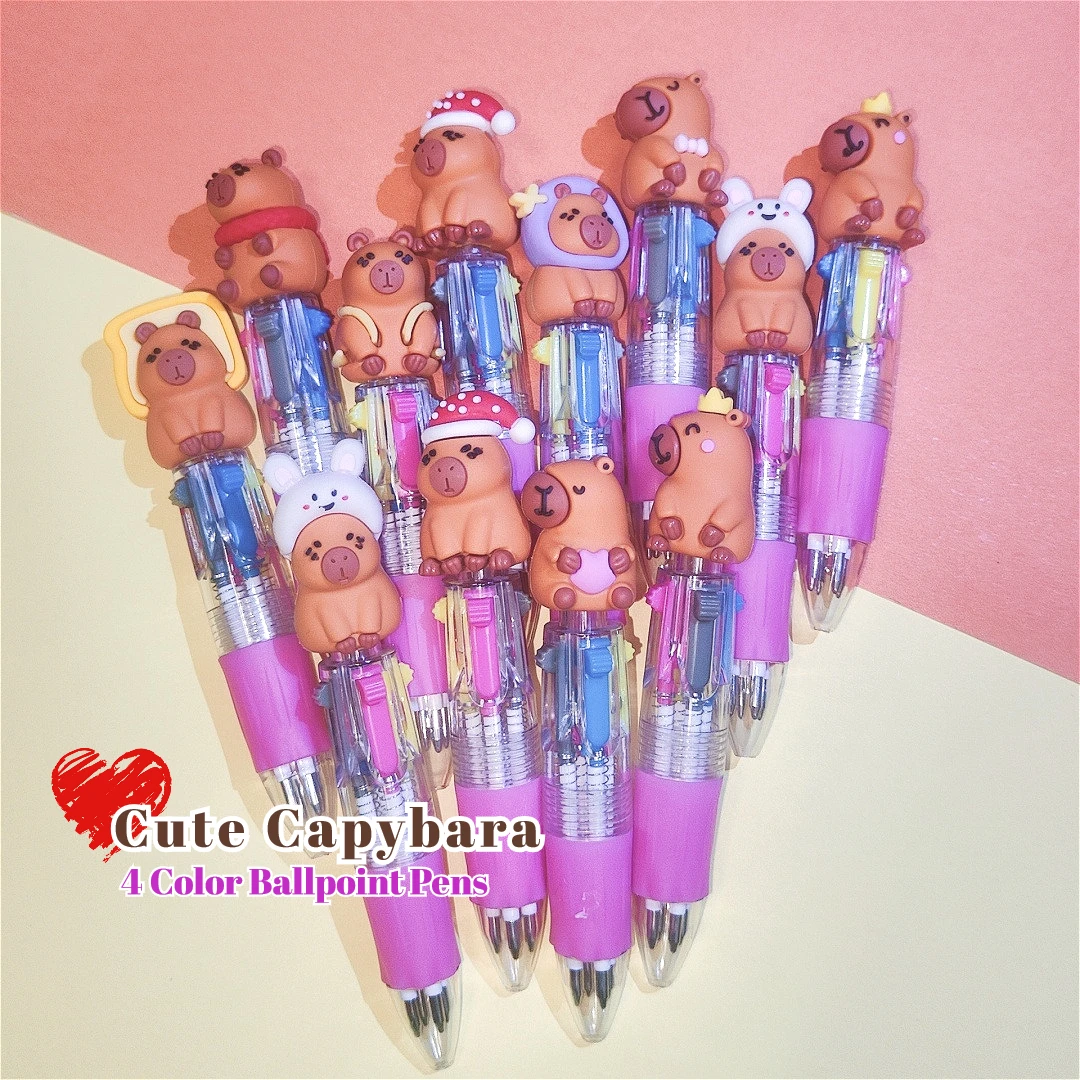 

10 шт./лот Kawaii мультфильм капибара мини 4 цвета шариковые ручки милая разноцветная ручка детские школьные канцелярские принадлежности офисные принадлежности подарки