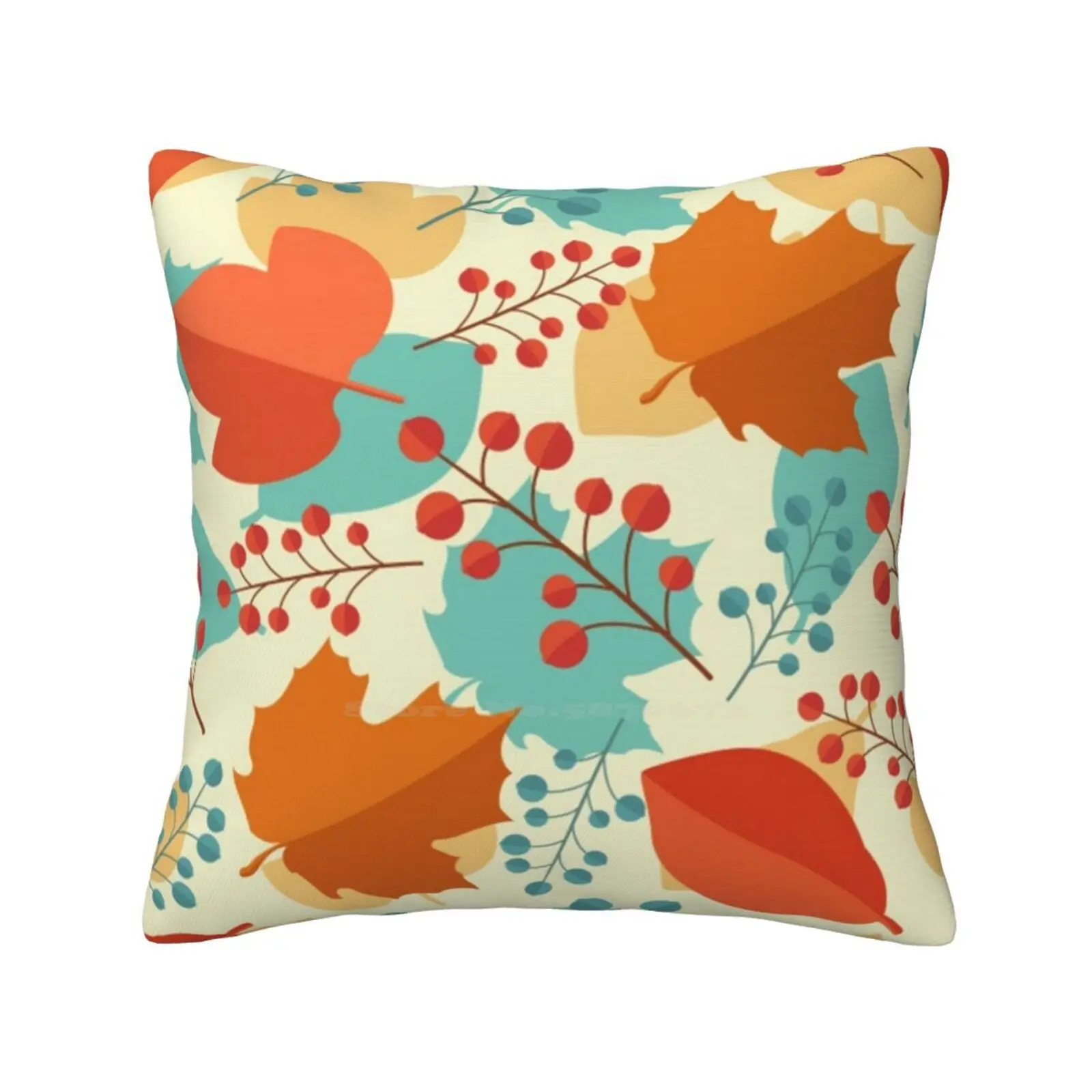 Gorgeous Fall Foliage-Teal And Orange Bedroom Office Hug Pillowcase Sophisticated Fall Autumn Leaves Berries Foliage