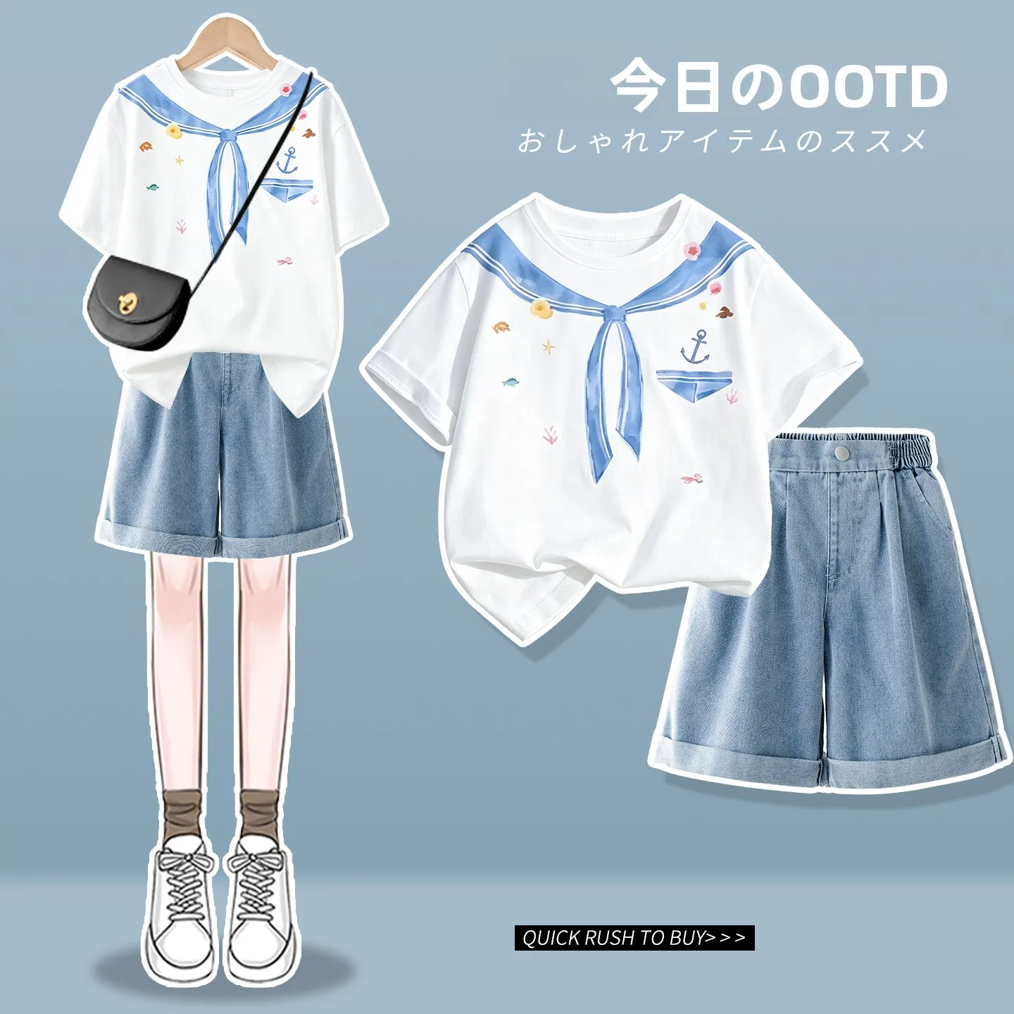 stunning-summer-outfit-for-girls-short-sleeve-cute-fashionable-children's-shorts-set-big-kids-casual-wear-light-weight-cartoo