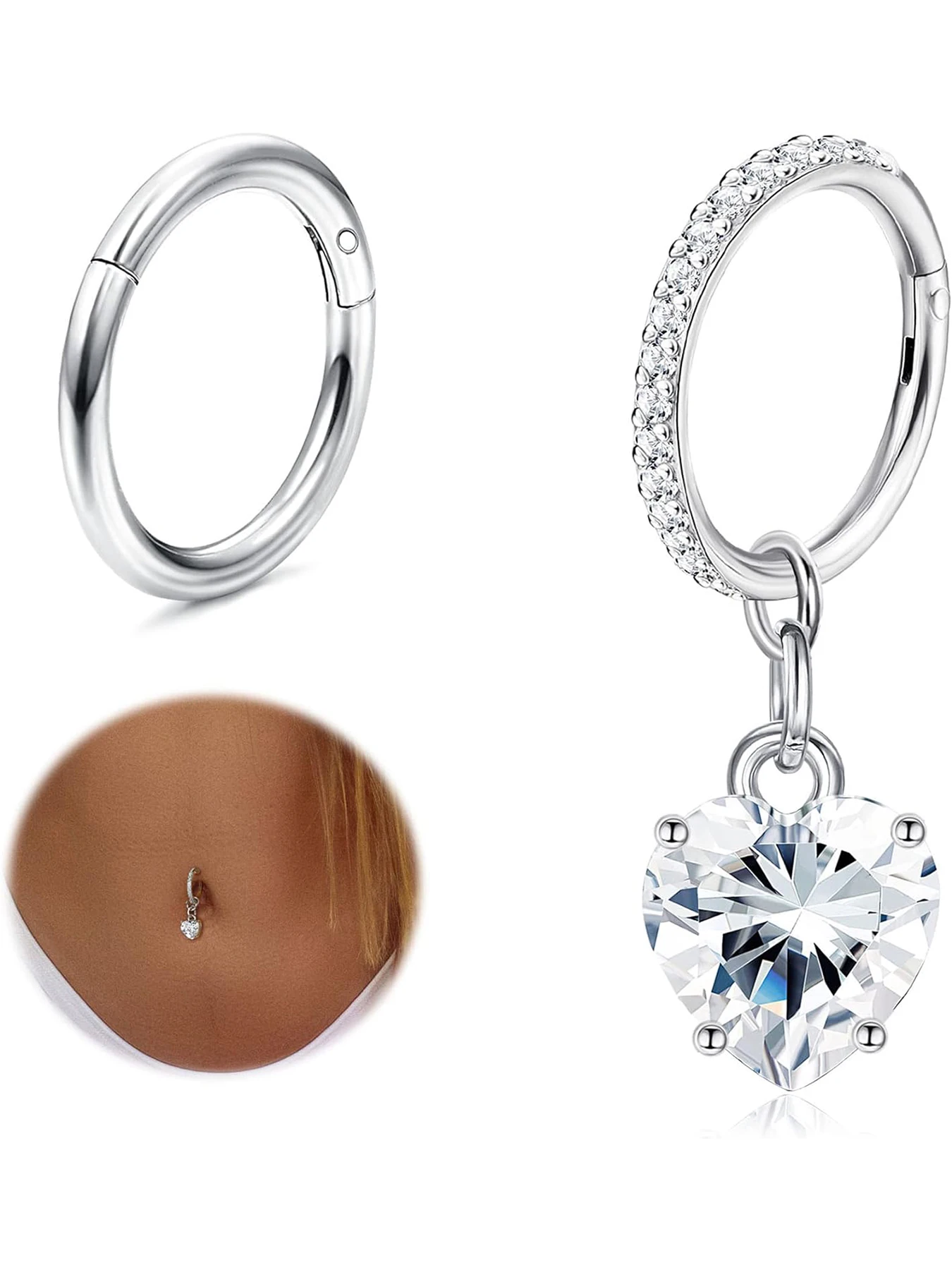 2 pezzi moda in acciaio inox zircone anello ombelico donne Piercing all\'ombelico gioielli per feste