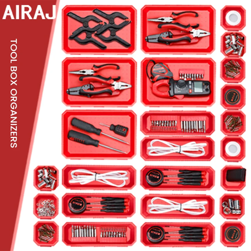 AIRAJ 9/21/25/36Pcs Tool Box Set Plastic Stackable Toolbox Garage Drawer Tray  Professional Complete Organizer Storage Tools