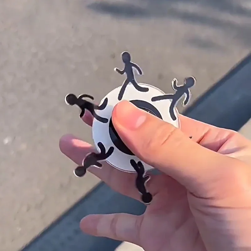 Optical Illusion Fingertip Spinner Running Stickman Kinetic Toy Funny Fidget Spinner With Hypnotic Motion Effect Gifts
