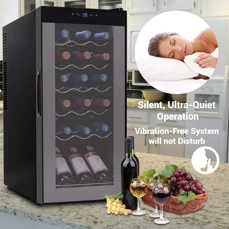 18-Bottle Slim Wine Refrigerator Adjustable Temperature Control 41°F To 64°F Ultra-Quiet Operation 30x13x17 Inches
