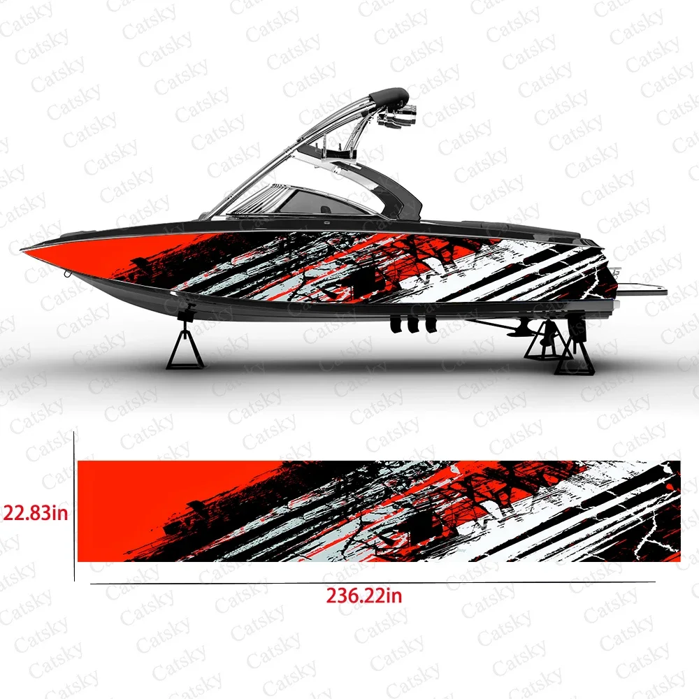 

abstract line graphics Boat Stickers Vinyl Boat Wrap for Pontoonman Console Deck Boat Fishing Platform Decal Sticker