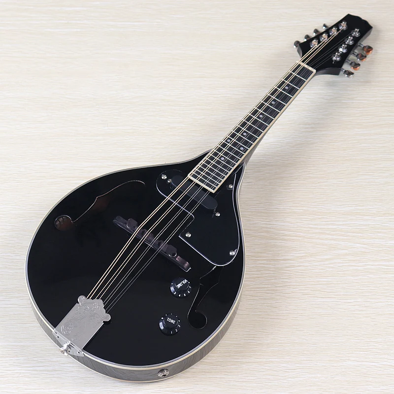 26 Inch 8 String Mandolin Guitar Laminated Spruce Top Sapele Back 20 Frets with EQ Folk Musical Instrument Black