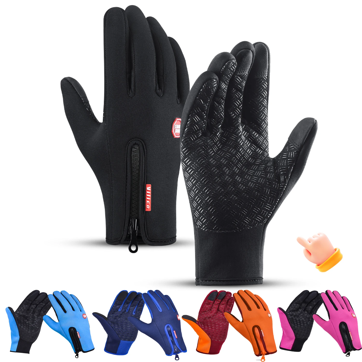 

Autumn Winter Motorbike Gloves Men Women Windproof Anti-slip Touchscreen Fleece Keep Warm for Work Gloves Men Sports Bike Black