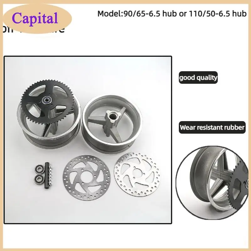 

Rear Aluminum Wheel hub 90/65-6.5 front or 110/50-6.5 Sprocket Brake disc Axle bearing fits 49cc Mini Dirt Bike e Scooter Moto